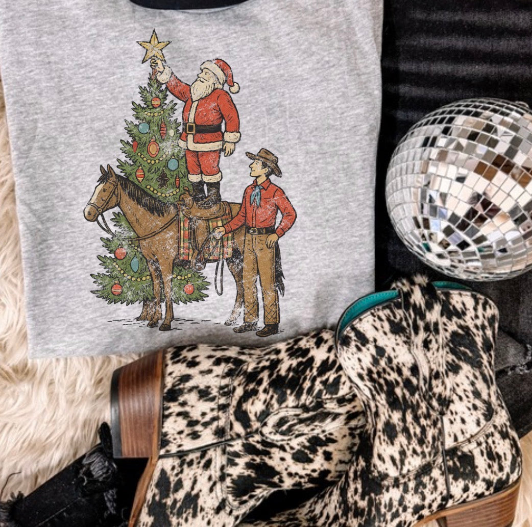 Cowboy and Santa sub tee