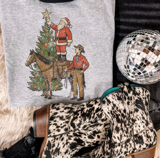 Cowboy and Santa sub tee