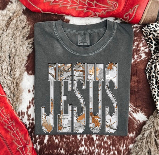 Camo Jesus Comfort Colors tee
