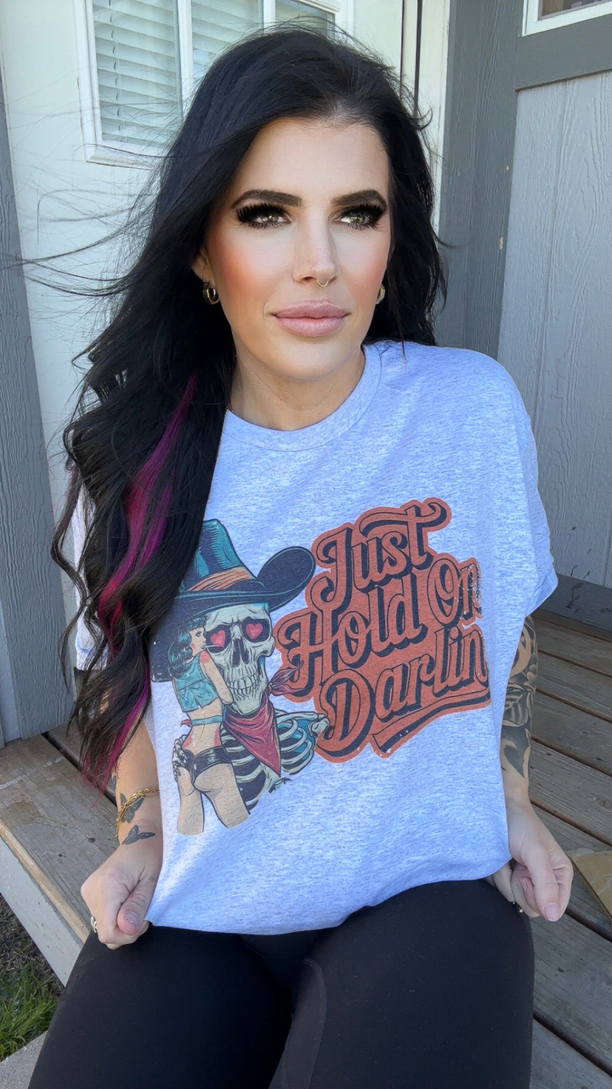 JUST HOLD ON DARLIN TEE