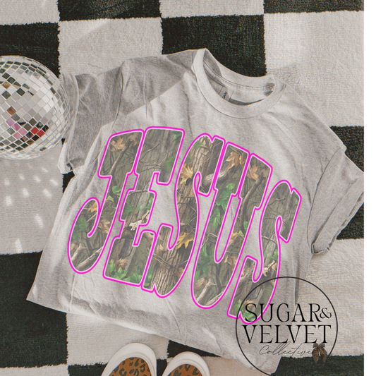 Camo & Pink Jesus Tee