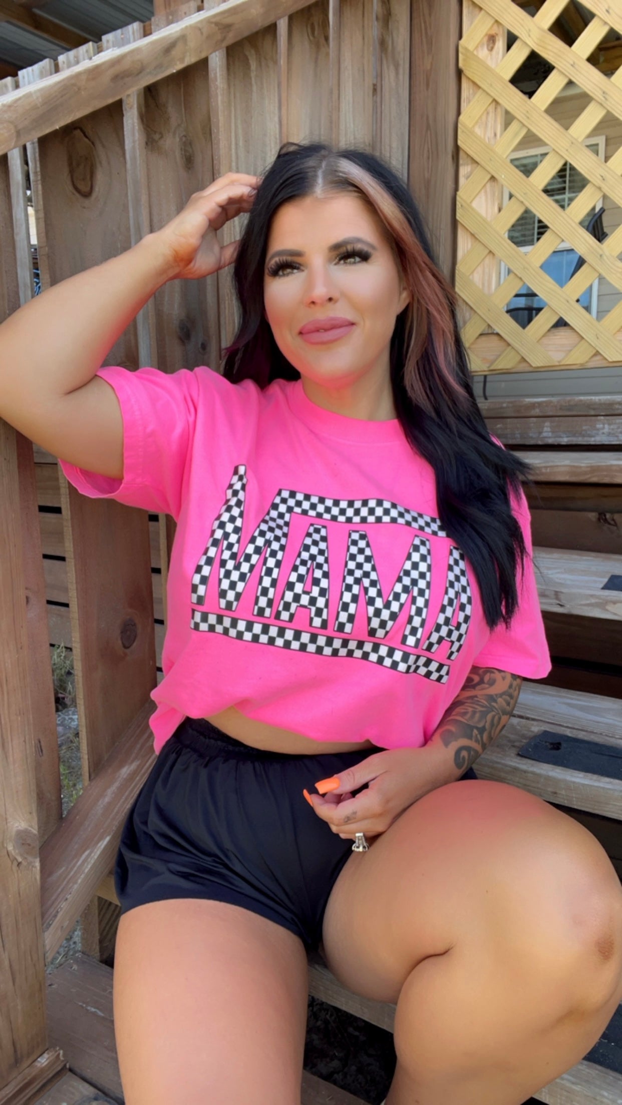 Checkered Mama Tee