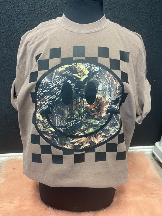 Checkered Smiley Camo Tee