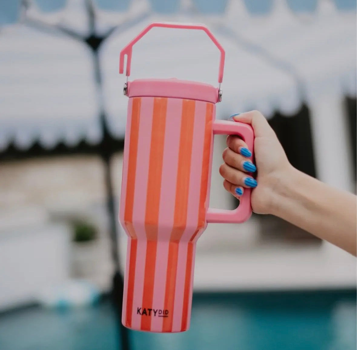 ORANGE & PINK CUP WITH HANDLE * READ DESCRIPTION