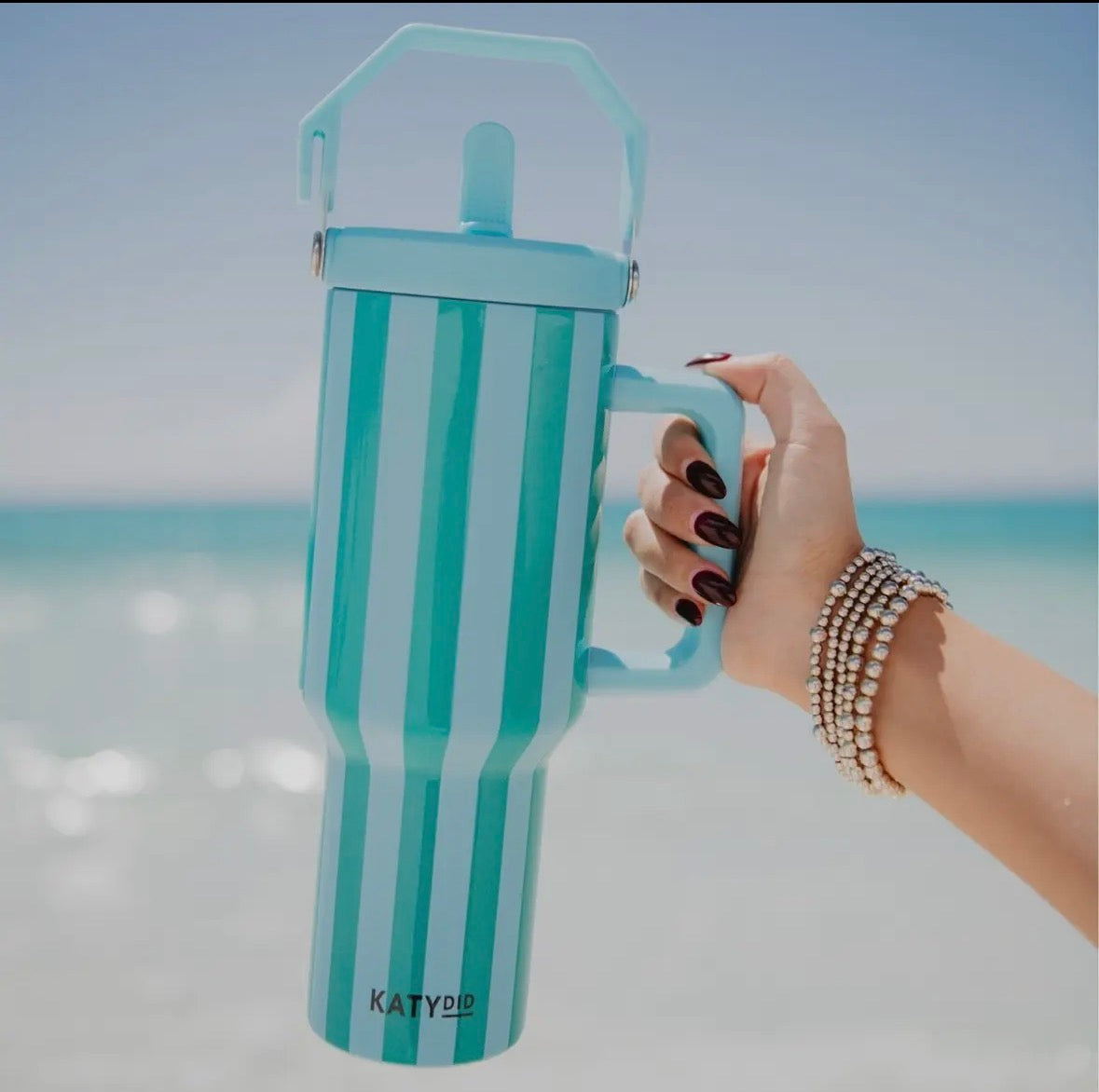 BLUE STRIPE CUP WITH HANDLE * READ DESCRIPTION