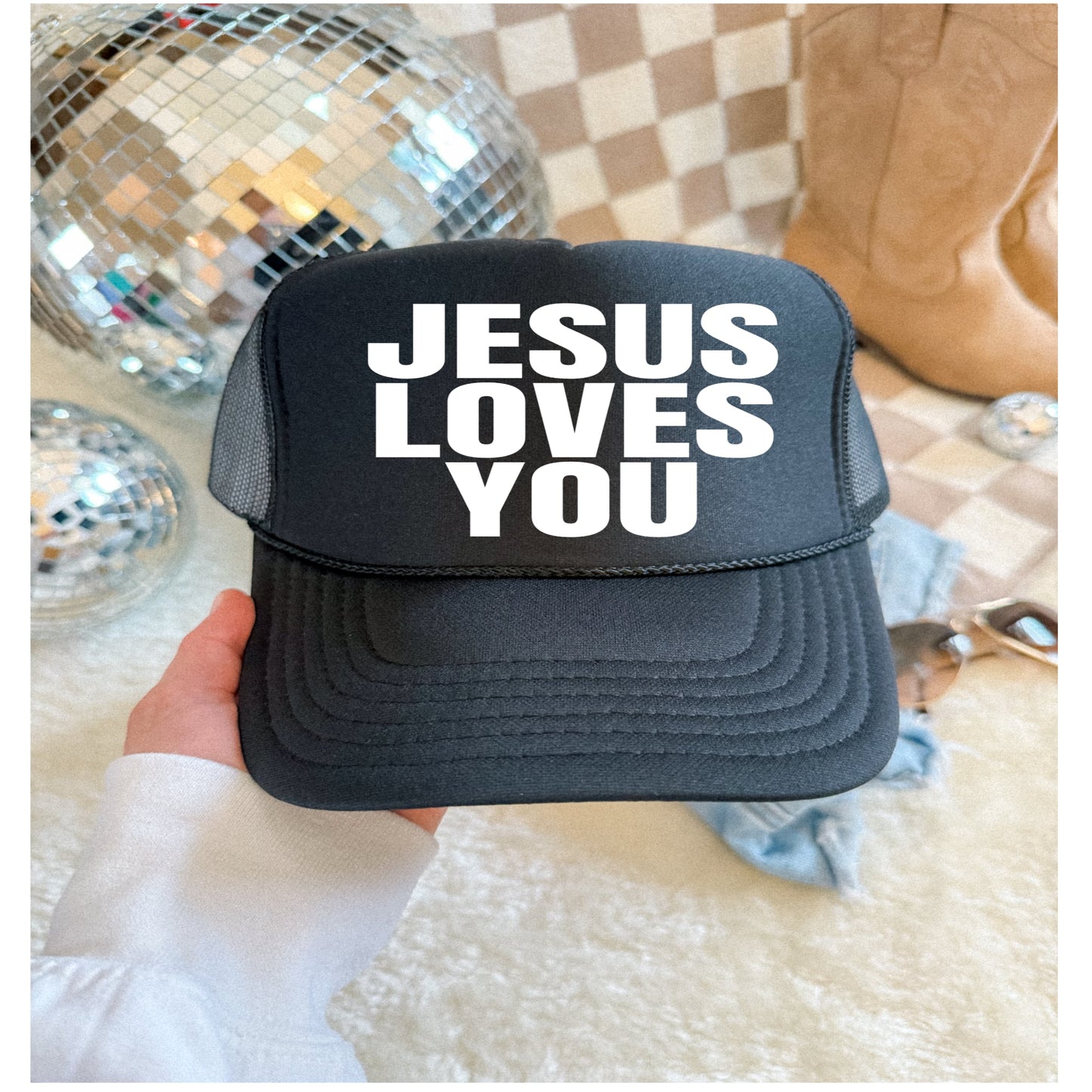 JESUS LOVES YOU TRUCKER HAT