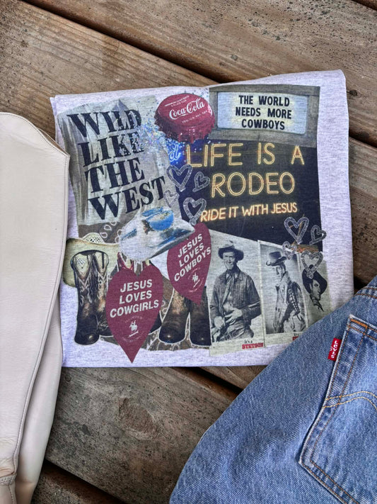 WILD LIKE THE WEST COLLAGE TEE