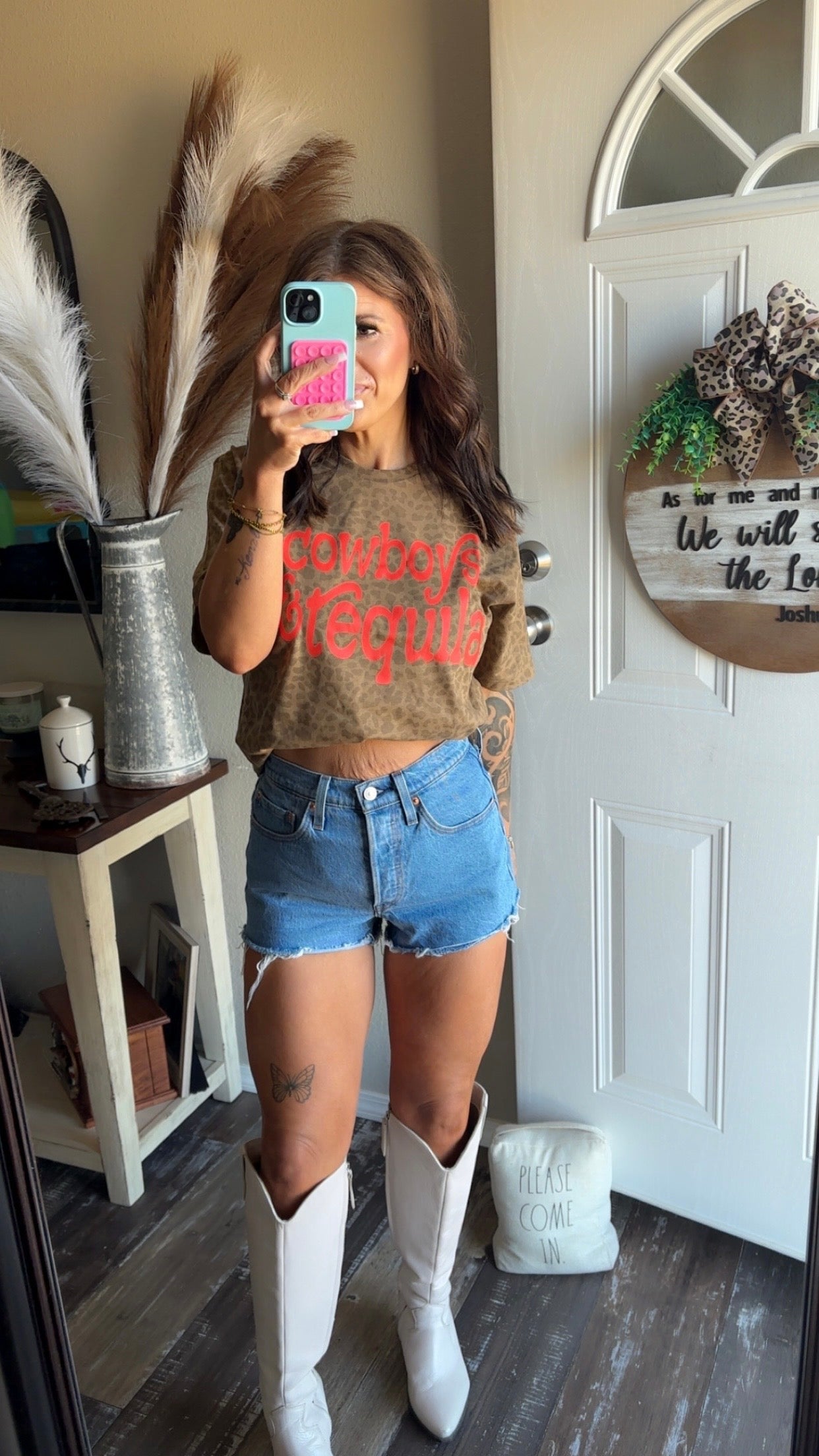 Cowboys & tequila leopard tee