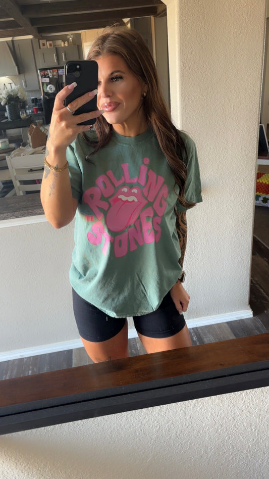PINK ROLLING STONES COMFORT COLOR TEE