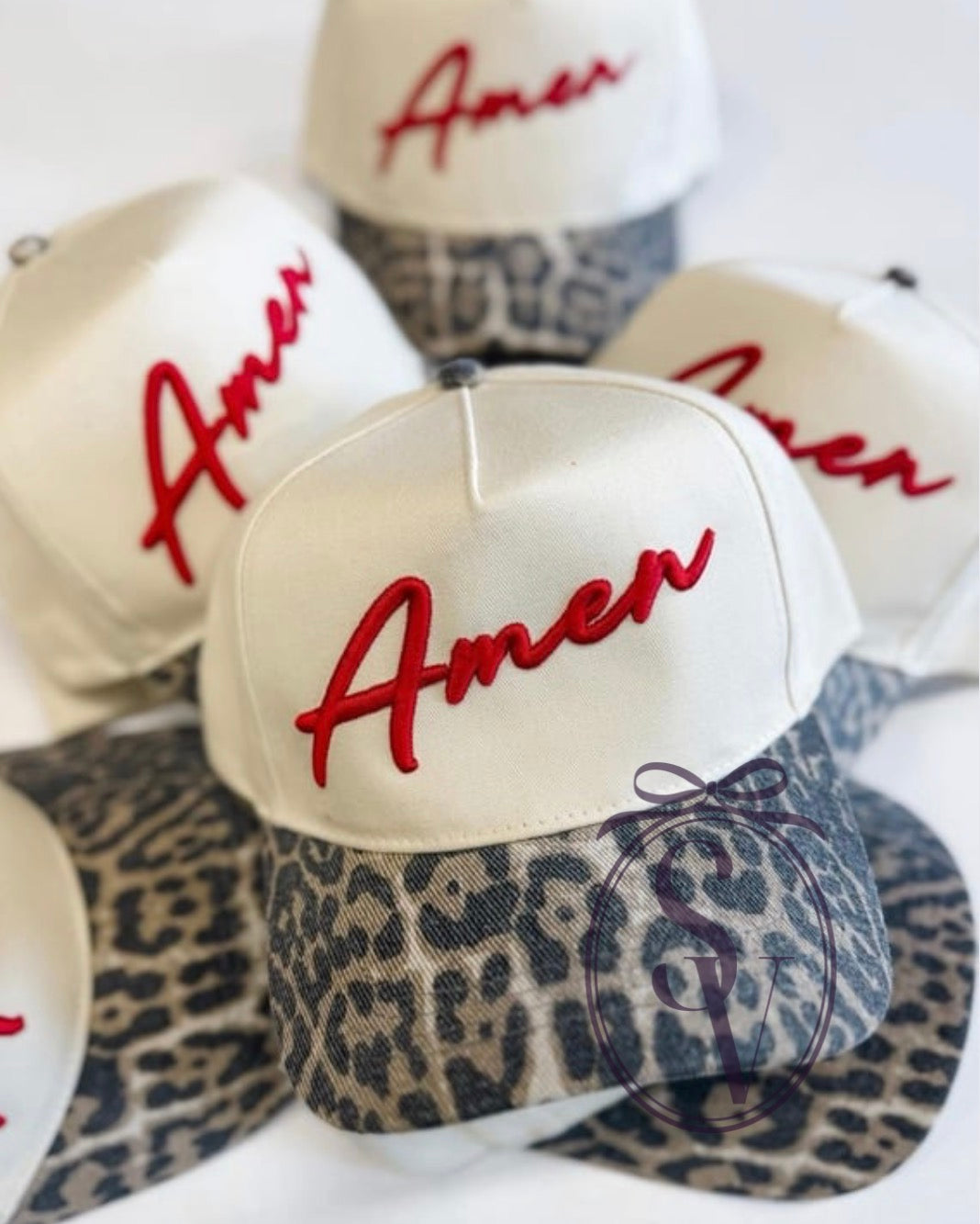 AMEN LEOPARD EMBROIDERED TRUCKER HAT