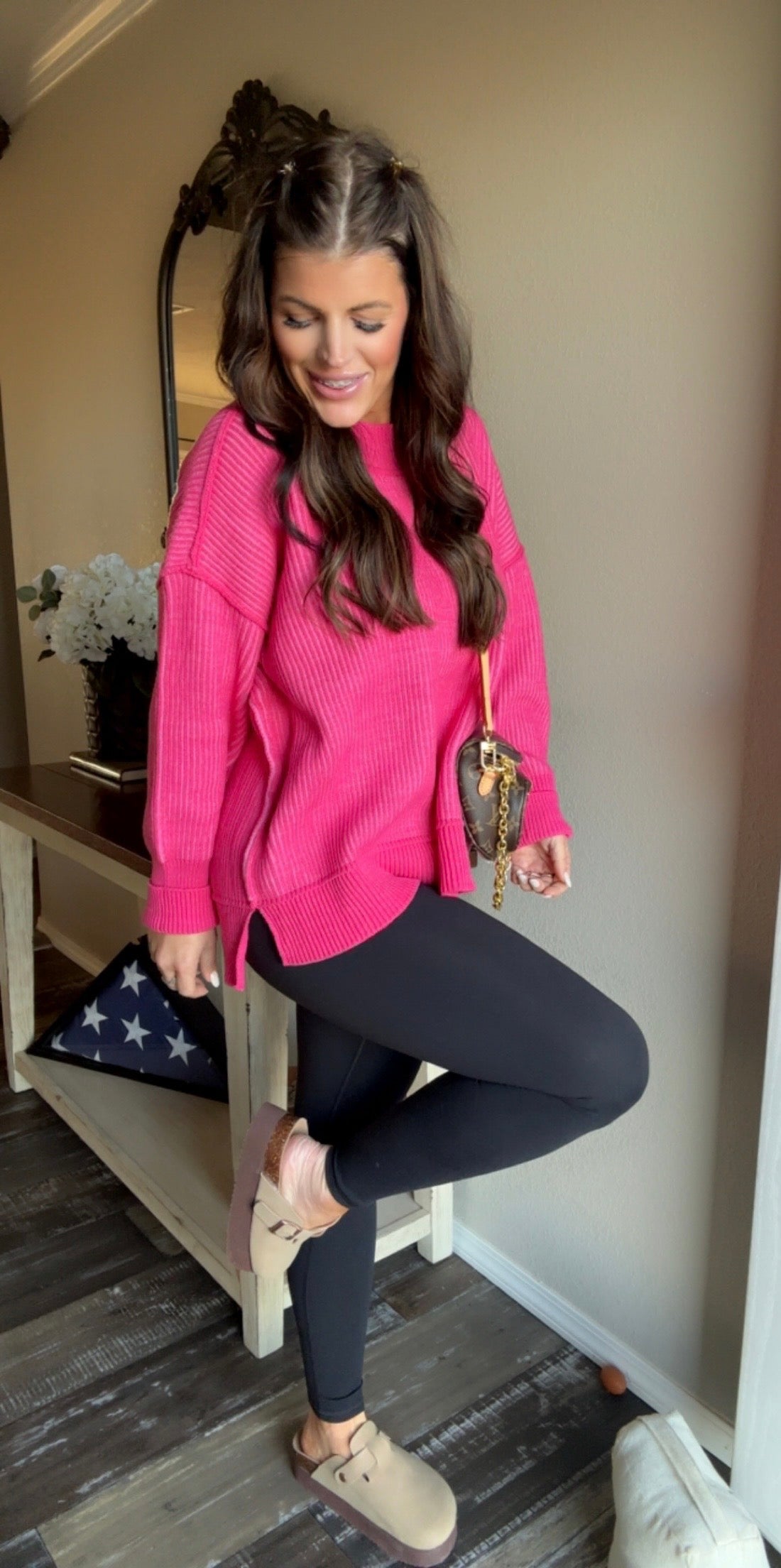 Hot Pink Large Ribbed Sweater