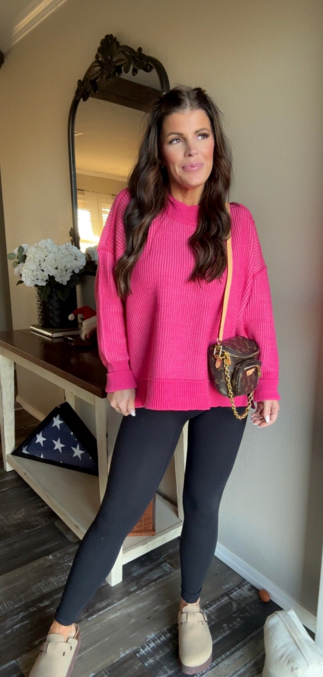 Hot Pink Large Ribbed Sweater